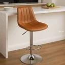 Ver imagem 4 de Kit 2 Banqueta Bar Concha Ajustável em Couro Ecológico Design Moderno Base Cromada Marrom