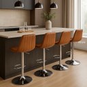 Ver imagem 5 de Kit 2 Banqueta Bar Concha Ajustável em Couro Ecológico Design Moderno Base Cromada Marrom