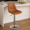 Ver imagem 3 de Kit 2 Banqueta Bar Concha Ajustável em Couro Ecológico Design Moderno Base Cromada Marrom