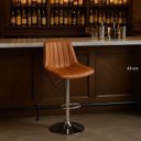 Ver imagem 6 de Kit 2 Banqueta Bar Concha Ajustável em Couro Ecológico Design Moderno Base Cromada Marrom