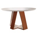 Ver imagem 3 de Mesa Redonda 4 Lugares Tampo Com Vidro Grecia  Castanho Premio/Off White