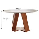 Ver imagem 4 de Mesa Redonda 4 Lugares Tampo Com Vidro Grecia  Castanho Premio/Off White