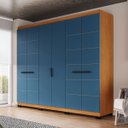 Ver imagem 2 de Roupeiro Lisboa 6 Portas 4 Gavetas 242x214cm Freijó/Azul 240843