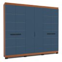 Ver imagem 1 de Roupeiro Lisboa 6 Portas 4 Gavetas 242x214cm Freijó/Azul 240843