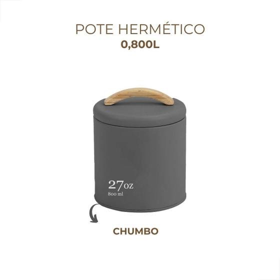 Lata Porta Mantimentos Hermético 0,8l Chumbo Sense ou - 2