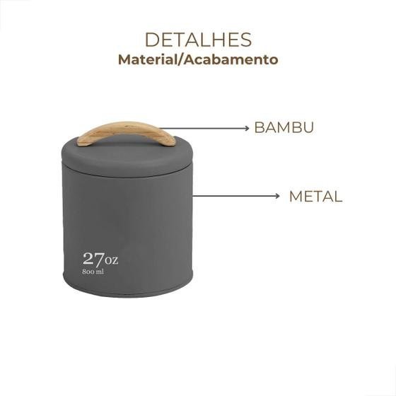 Lata Porta Mantimentos Hermético 0,8l Chumbo Sense ou - 4