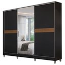 Ver imagem 2 de Guarda-Roupa Casal 100% MDF com Pés 3 Portas 1 Espelho Preto Malta Madesa