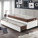 Ver imagem 3 de Bicama Box Solteirão 103x208 Courino Linho Branco com 2 Colchões Relax Adorabile Molas Ensacadas