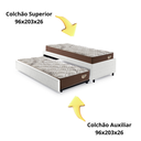 Ver imagem 7 de Bicama Box Solteirão 103x208 Courino Linho Branco com 2 Colchões Relax Adorabile Molas Ensacadas