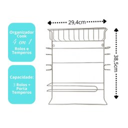 Suporte Cook Porta Rolos Parede 5 em 1 Aço Cromado Prime - Mundial Casa - 9