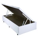 Ver imagem 1 de Base Cama Box Baú Blindado Solteiro Couro Sintético Branco 43x88x188