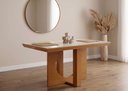 Ver imagem 1 de Mesa Tampo Vidro/MDF Frisa Marrom/Cinamomo/Off White