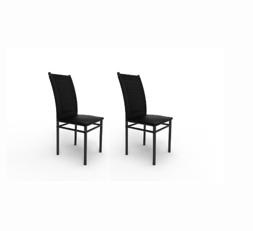 Conjunto 2 Cadeiras Tókio Art Panta Aço Preto/Preto - 1