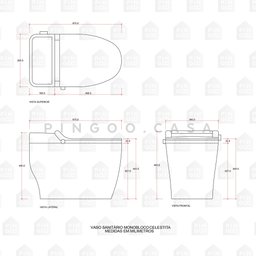 Vaso Sanitário Monobloco Caixa Acoplada Privada Bidê Celestita Pingoo.casa - Preto - 3