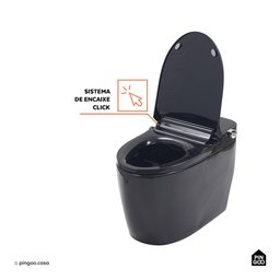 Vaso Sanitário Monobloco Caixa Acoplada Privada Bidê Celestita Pingoo.casa - Preto - 6