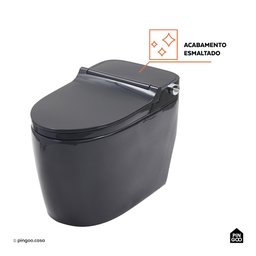 Vaso Sanitário Monobloco Caixa Acoplada Privada Bidê Celestita Pingoo.casa - Preto - 5