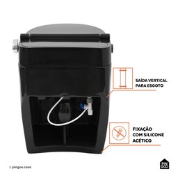 Vaso Sanitário Monobloco Caixa Acoplada Privada Bidê Celestita Pingoo.casa - Preto - 11