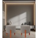 Ver imagem 1 de Kit 2 Puffs Redondo Linho Banqueta Decorativo Sala Quarto Escritório com Pés em Madeira Maciça:cinza