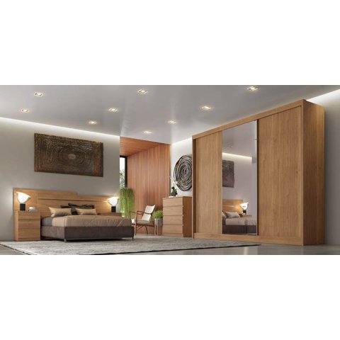 Guarda Roupa Casal com Espelho 3 Portas 6 Gavetas - Logan-cumaru - Móveis Novo Horizonte