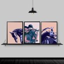 Ver imagem 2 de Kit 3 Quadros Cavalos Amazona 45x34cm:Madeira branca