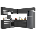 Ver imagem 3 de Armário de Cozinha Completa de Canto com Rodapé Veneza Multimóveis Mp2106.898 Preto/branco