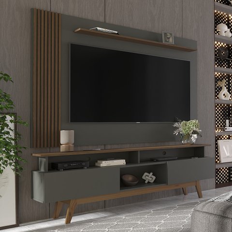 Rack com Painel Ripado para Tv até 70 Polegadas 2 Gavetas Grécia 180cm