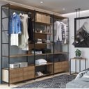 Ver imagem 1 de Guarda-Roupa Closet Industrial 3 Módulos 4 Gavetas e 1 Mesa Lateral