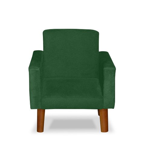Mini Poltrona Cadeira Infantil Nina de Criança Suede Verde Marrom Pés Palito