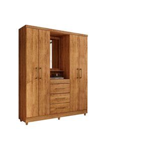 Guarda Roupas Casal Capela Lyon C/ Espelho Cor Cedro