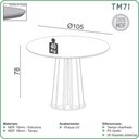 Ver imagem 2 de Conjunto Mesa de Jantar Redonda com 4 Cadeiras Tampo MDF Freijó Bege 105cm Dalla Costa Móveis