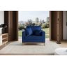 Poltrona Beny Pés E Base Em Madeira Linho Azul M. Rr Decor - 5