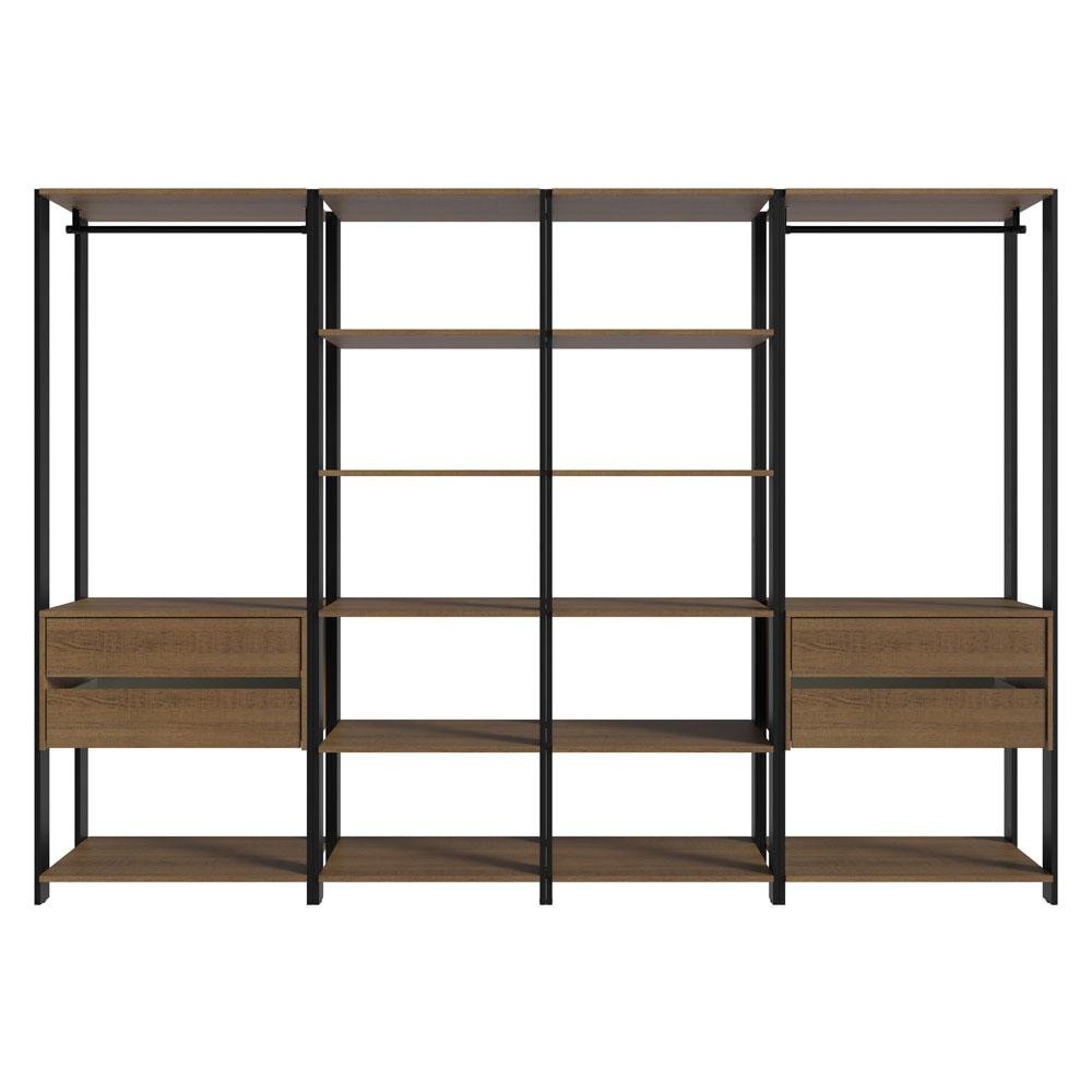 Guarda-roupa Closet Modulado Valencia 4 Gavetas 258cm Rustic/preto Madesa 02 - 10