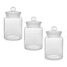 Kit 3 Potes Porta Mantimentos Vidro Arena 750ml Tampa Lyor - 1