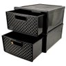 2 Gaveteiros Organizadores 7,9 Litros Plástico Empilhável Rattan 33x27x15 - Nitron Cor:preto - 7