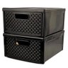 2 Gaveteiros Organizadores 7,9 Litros Plástico Empilhável Rattan 33x27x15 - Nitron Cor:preto - 1