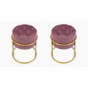 Ver imagem 1 de Kit 2 Puff Banqueta Estofado Decorativo Base de Ferro Capitonê Suede Rosê do Lar Móveis e Decora