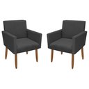 Ver imagem 1 de Kit 2 Poltronas Decorativa Nina Pés Palito Veludo Cinza Grafite Chamby Móveis