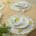 Ver imagem 5 de Kit 12 Pçs 6 Lugares Mesa Posta Sousplat Jogo Americano Limão Siciliano Bordado: Branco