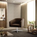 Ver imagem 6 de Cadeira Sala de Jantar Giratória Base Cromada Stella Suede D03 - D'Rossi Cor Marrom