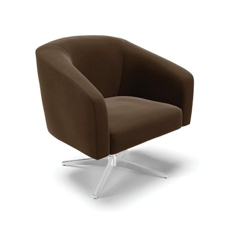 Cadeira Sala de Jantar Giratória Base Cromada Stella Suede D03 - D'Rossi Cor Marrom