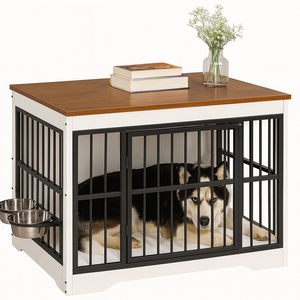 Canil Interno Cercado Gaiola Cachorro Cães Pet Aparador Madeira Mesa 2 em 1 Móveis