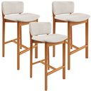Ver imagem 1 de Kit 03 Banquetas Alta para Cozinha Sala de Jantar Bar Dara L02 Linho Cru - Lyam Decor