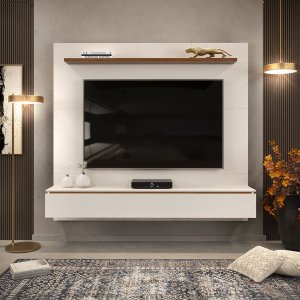 Painel para Tv até 60 Polegadas 1 Porta Marley Dj Móveis Off White/freijó