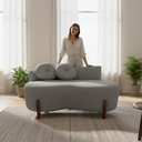 Ver imagem 2 de Namoradeira Sofá Feijão Lounge 120cm Orgânica Linho Cinza