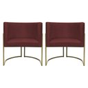 Ver imagem 1 de Kit 2 Poltronas Decorativa Recepção Luna Suede Cores Base de Ferro Champagne Bordô Suede