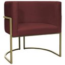 Ver imagem 3 de Kit 2 Poltronas Decorativa Recepção Luna Suede Cores Base de Ferro Champagne Bordô Suede