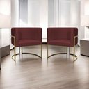 Ver imagem 7 de Kit 2 Poltronas Decorativa Recepção Luna Suede Cores Base de Ferro Champagne Bordô Suede