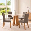 Ver imagem 1 de Conjunto Sala de Jantar Mesa Lisa 90cm com Tampo MDF Canto Reto 4 Cadeiras Lily