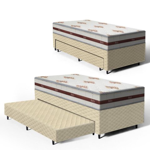 Cama Box com Colchão de Molas Ensacadas Anjos Classic + Auxiliar de Espuma Unique Solteiro 88cm