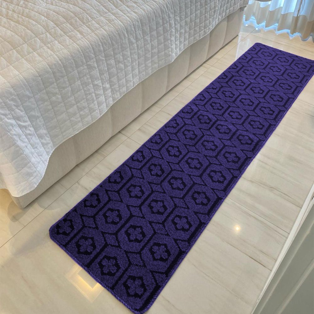 Passadeira Carpete Sala Quarto Geométrico 0,50 X 2,00 - Cor Violeta